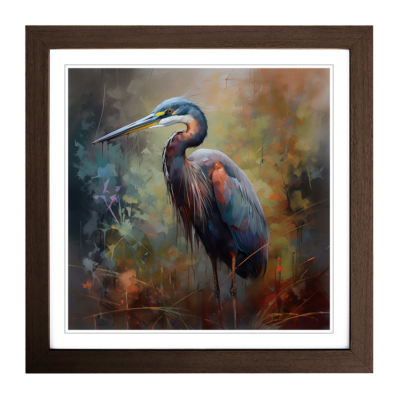 Heron Colour Field No.4 1 Piece Single Picture Frame Wall Art, Walnut