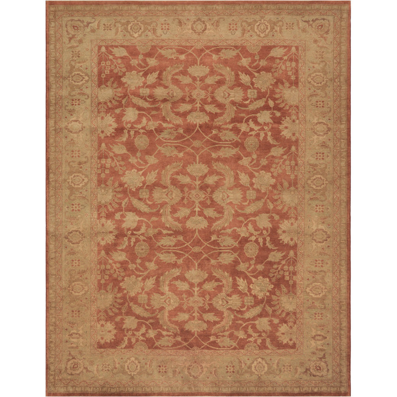 Wool Floral Area Rug in Orange/Beige