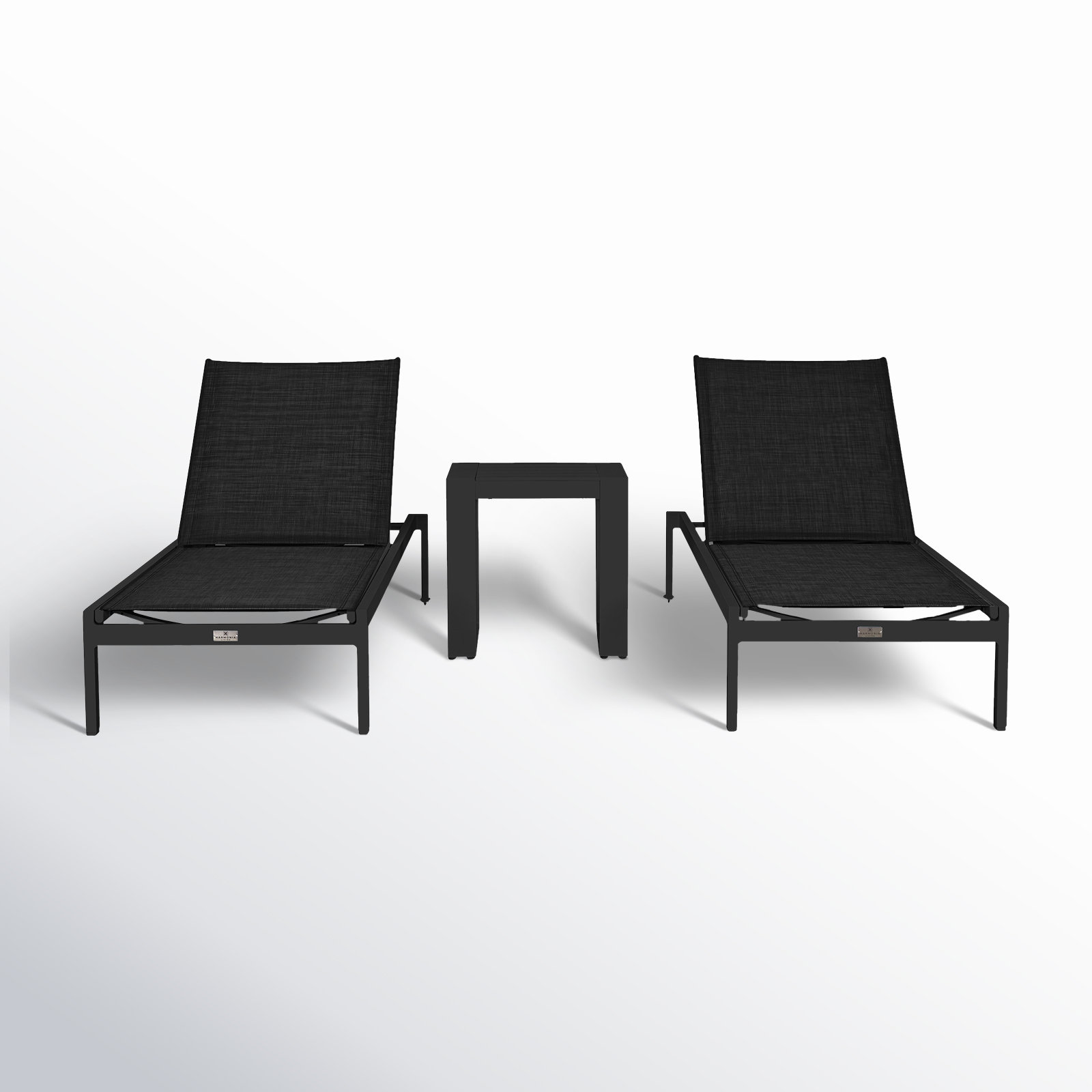 Evelyne 77" Long Reclining Chaise with Table, Black Frame/Black Cushion