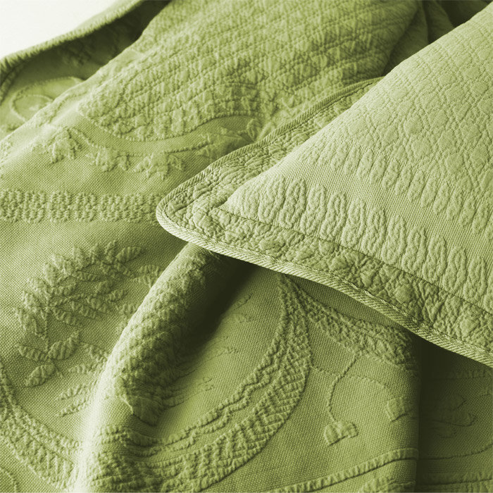 Sage Cotton Matelasse King Bedspread Set