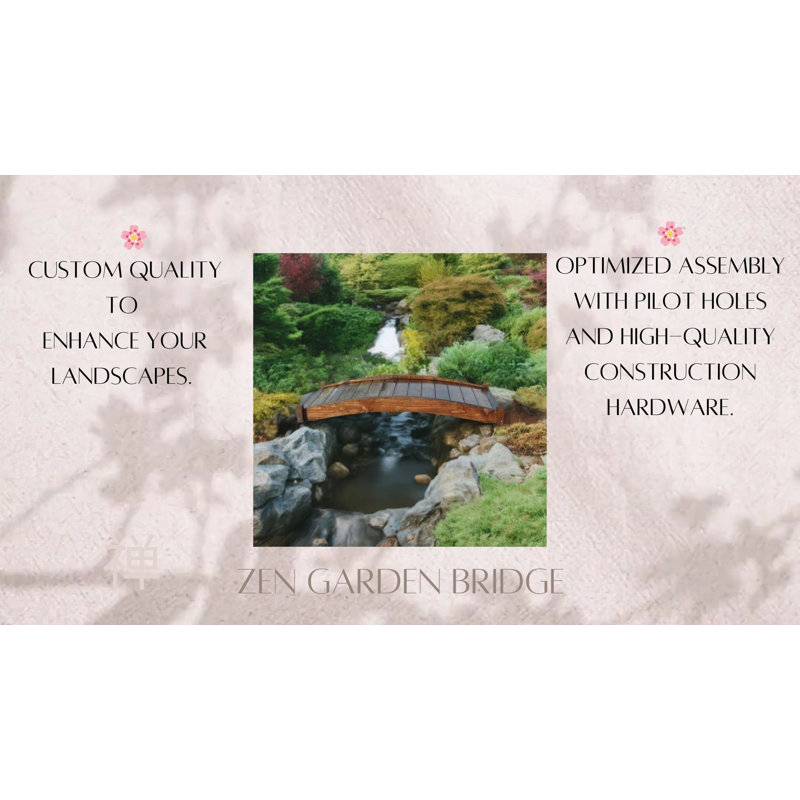 Japanese Zen Garden Bridge 6 ft, 9.5" H x 72" W x 34.5" D
