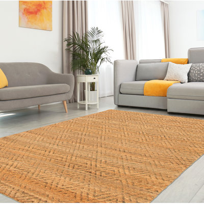 Tapis brun clair tissé à plat à la main Burson