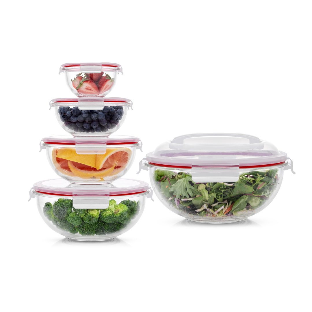 JoyJolt 10-Piece Glass Mixing Bowl Set Nesting Glass Bowls with Lids (Set of 5) JoyJolt 