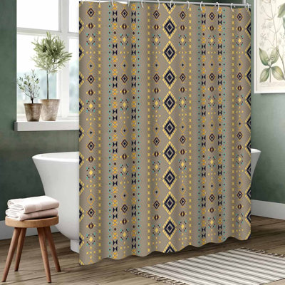 Rideau de douche imperméable brun, rideaux de douche pour la salle de bain avec 12 crochets