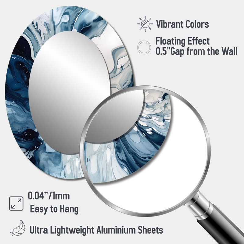 Miroir mural moderne bleu et gris Elixir I - bleu, 40 po x 30 po