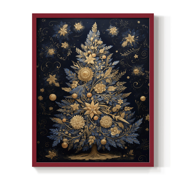 Christmas Holiday Art DCXLV Framed Print - Solid Wood, H 21 po x l 17 po, Rouge