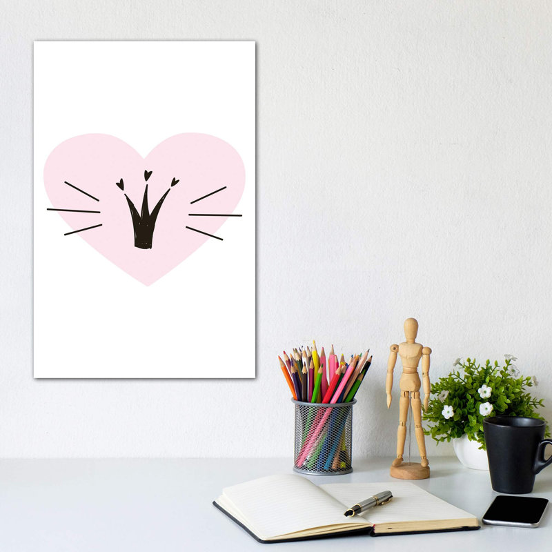 «Heart with Crown», reproduction d'impression, H 12 po x l 8 po x P 0,75 po, Toile tendue, Pas de tapis