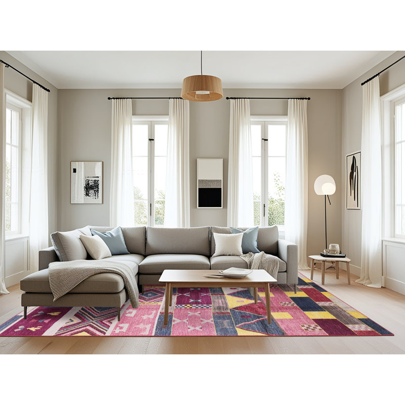 Tapis rose / bleu Winnsboro, Rectangle 8 pi x 10 pi