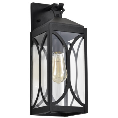 Esmeray - 1 Light Medium Wall Lantern - Matte Black with Clear Glass