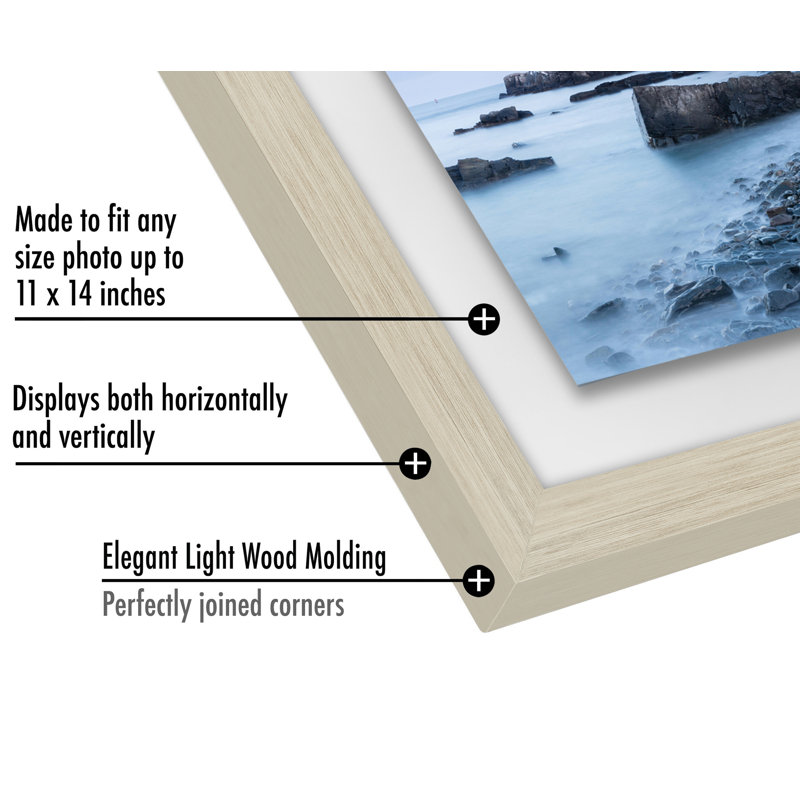 Floating Picture Frame With Polished Glass For Hanging And Tabletop Horizontal And Vertical Format, Brown, 11" x 14"
