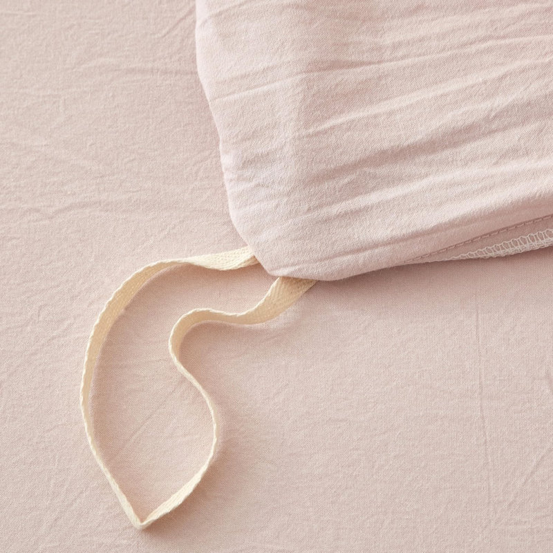 Ensemble de housse de couette 100% coton délavé LifeTown, Housse de couette double et 2 taies d'oreiller, Rose grisâtre