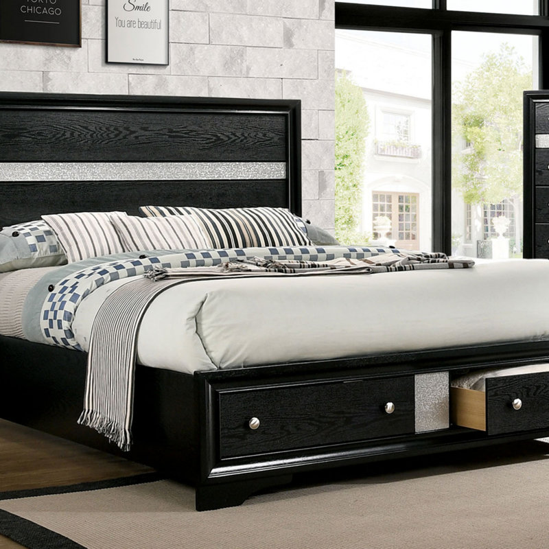 1pièce lit grand contemporain noir 1pc