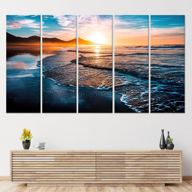 Coastal Sunset, impression sur toile, paysage marin, impression sur toile 5P, 43,3 po H x 78,7 po l