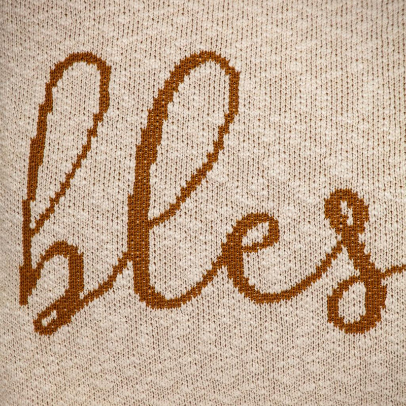 Blessed Transitional Beige Throw Pillow
