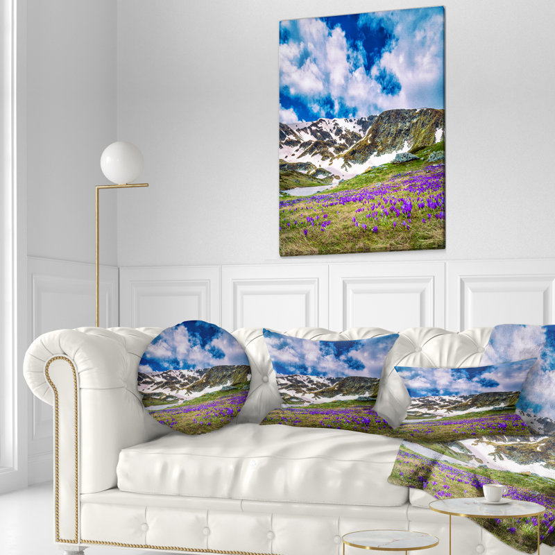 Coussin imprimé crocus floral, 12 po x 20 po, Coussin lombaire