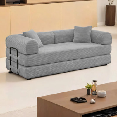 Canapé-lit convertible avec coussin cylindrique et structure fixe pour le salon, la chambre à coucher, le salon et l'atelier