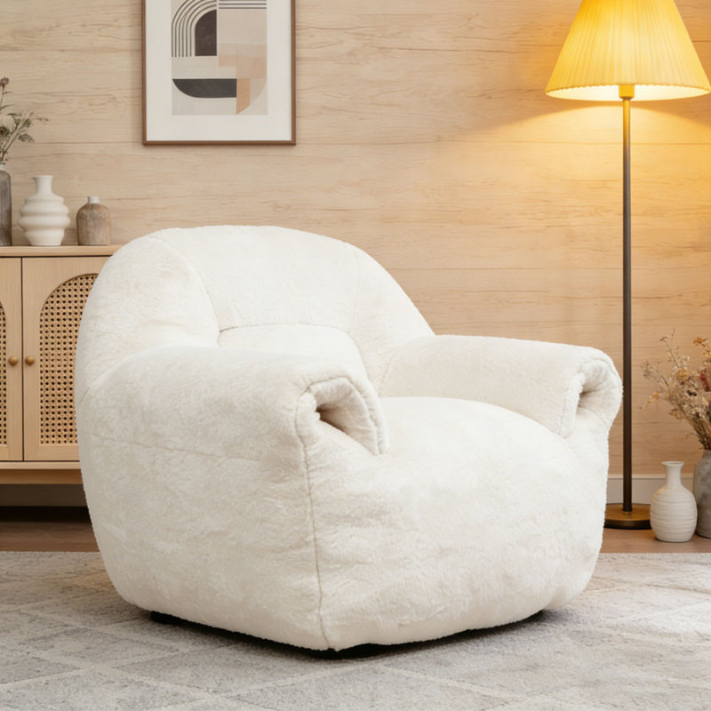 Fauteuil à billes en fausse fourrure, Blanc