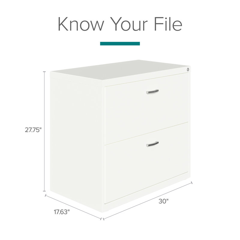 30'' Wide 2 -Drawer Steel File Cabinet, White