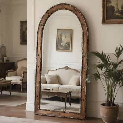 Miroir arqué pleine longueur, miroir d'habillage rétro, miroir de plancher autoportant pour chambre à coucher et magasin de vêtements