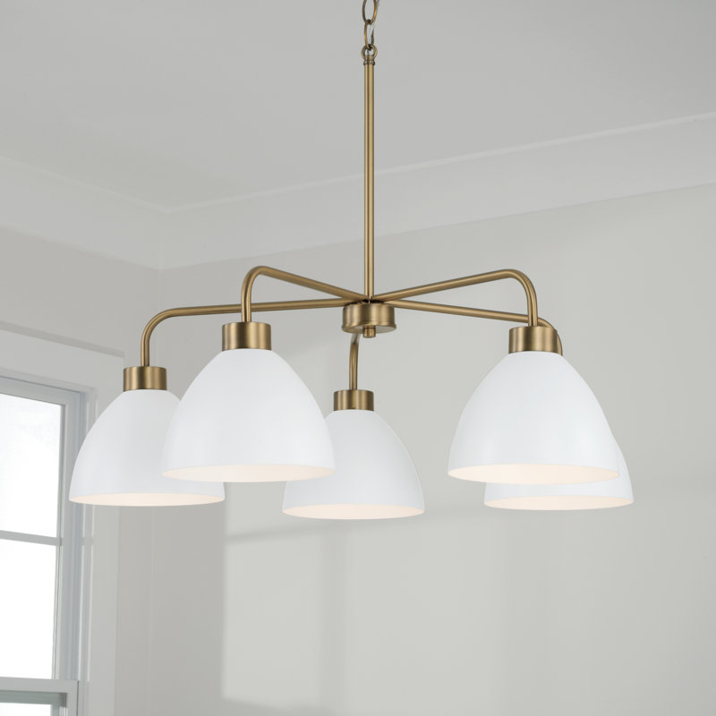 Lustre à intensité variable 5 lumières Ross, Blanc
