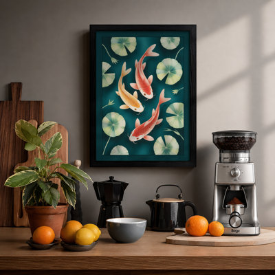 Koi in Motion Japandi - Framed Print