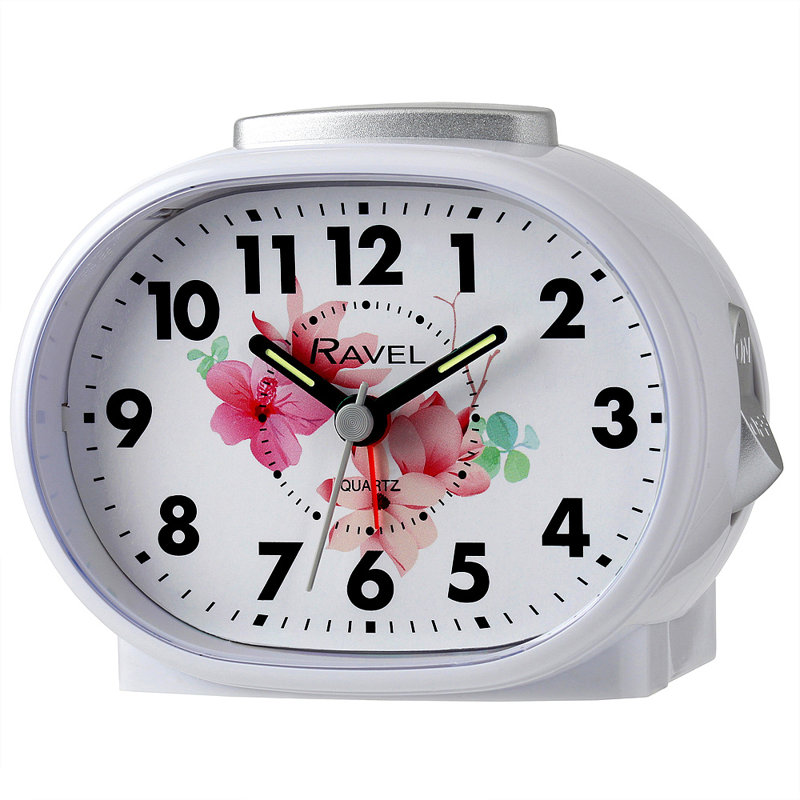 Darley Analogue Quartz Movement / Crystal Alarm Tabletop Clock, White