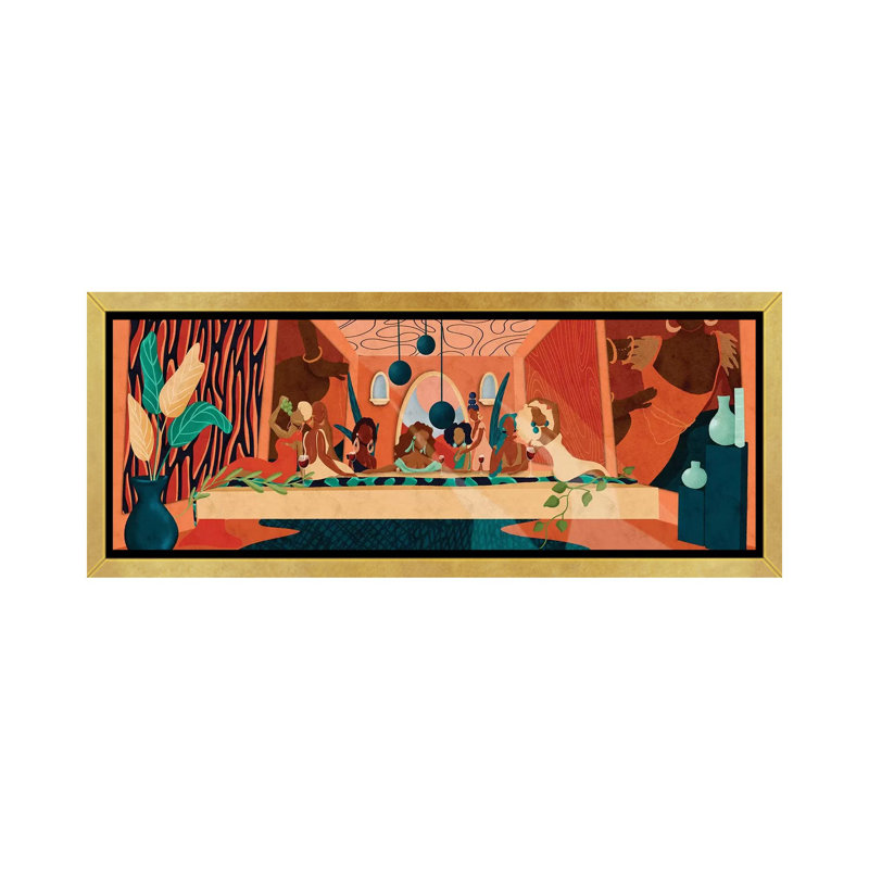 «Last Supper» - Impression panoramique, H 20 po x l 60 po x P 1,5 po, Toile encadrée, Doré