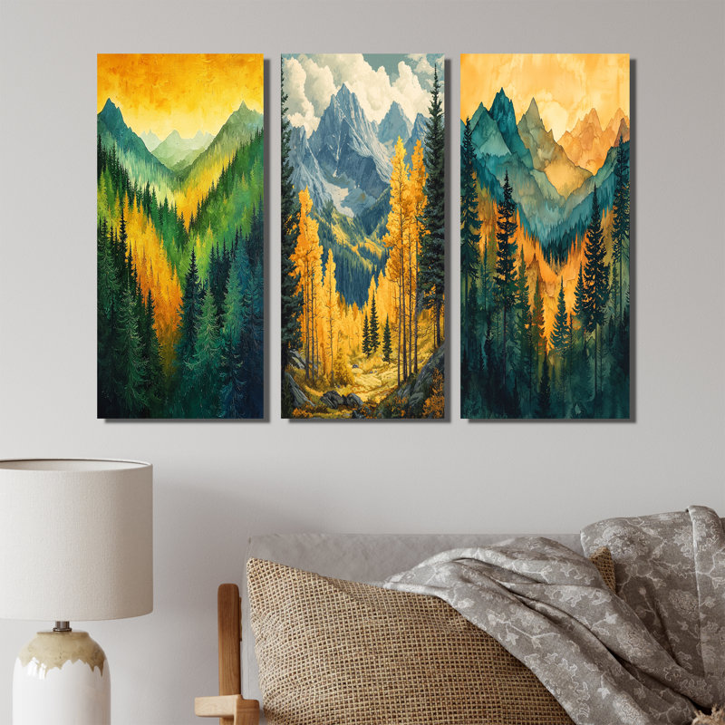 Échos de la forêt au sommet de l'Alaska I - Collection d'art mural moderne, H 40 po x l 60 po, Toile tendue