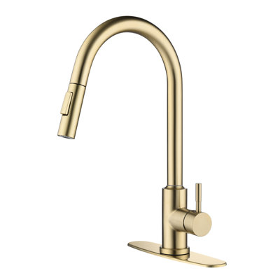 Robinet de cuisine tactile avec fonction rétractable - rotatif à 360 degrés, poignée simple pour modifier la température et le débit de l'eau, rouille, acier inoxydable doré, 15,65 po Profondeur, 9,86 largeur, 9,18 hauteur, 4,58
