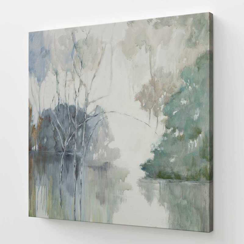 Impression de paysage aquatique tranquille,, 54" H x 54" W x 1.25" D, Toile tendue, 1