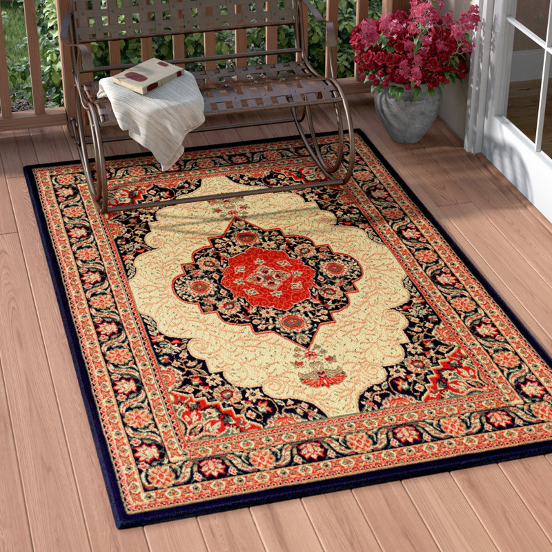 Tapis intérieur/extérieur rouge/beige Kulas, Rectangle 8 pi x 10 pi