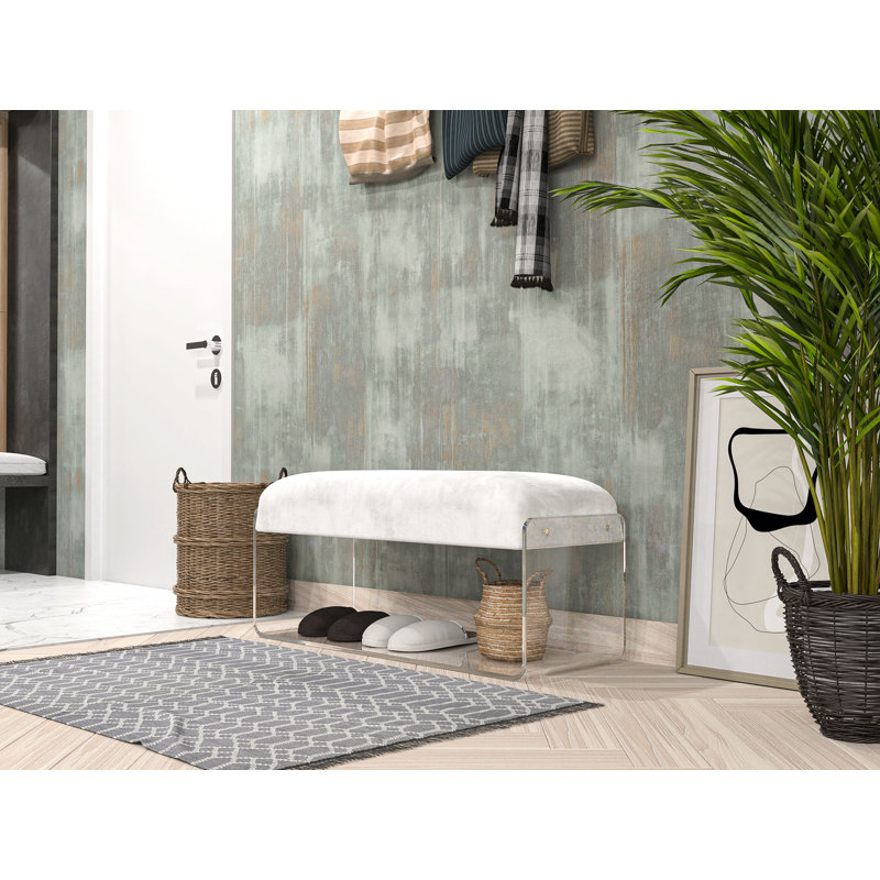 Chiou Suede Shelves Storage Bench
