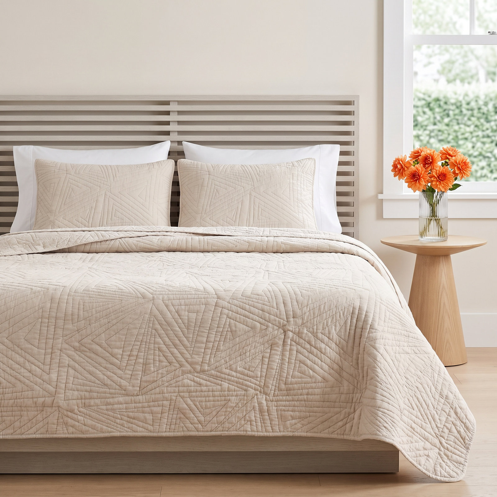 Basil Quilt Set, Taupe, Full/Double Quilt