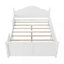Lit double pour enfants, lit plateforme double en bois avec tête et pied de lit, blanc, conception à profil bas pour plus de sécurité et de style-1211793524-1211793527