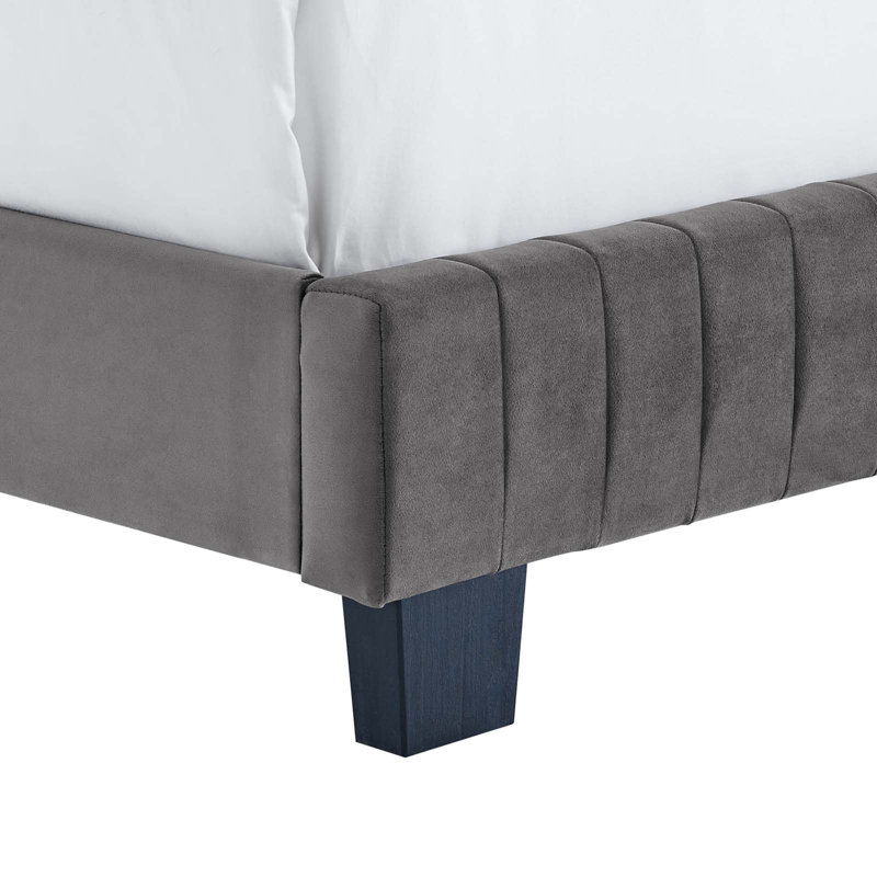 Celine Channel Tufted Performance Velvet Bed, Teal, King