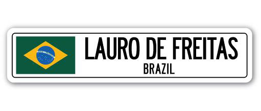 Plaque de rue Lauro De Freitas, drapeau du Brésil en aluminium, H 4 po x l 18 po x P 1 po