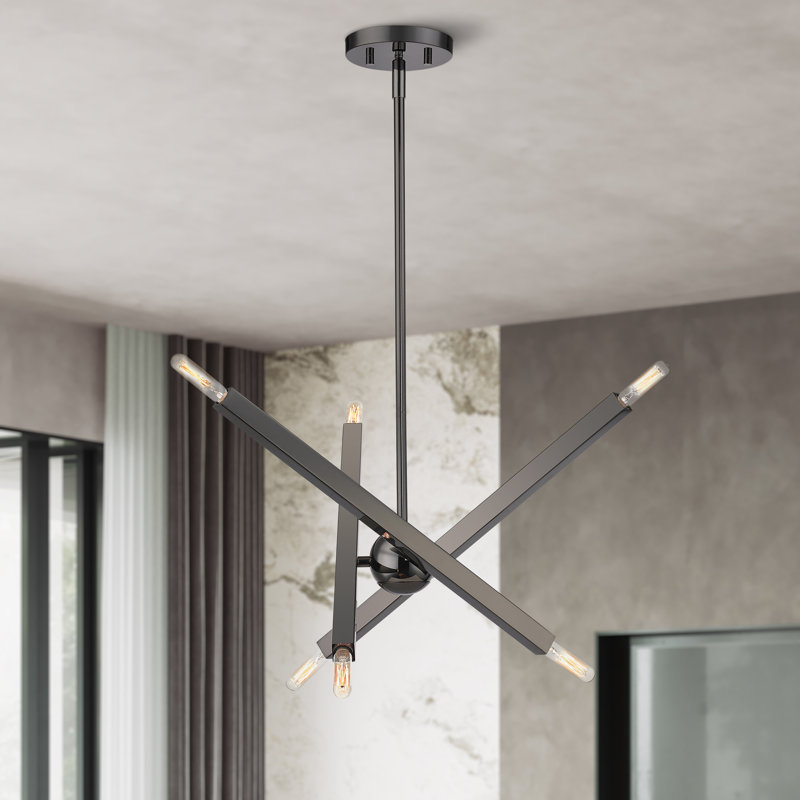 Lustre linéaire Spoutnik moderne à 6 lumières Brasher