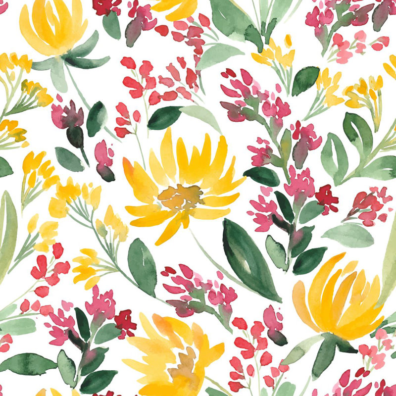 Floral Wall Mural, 100" W x 8.33" L