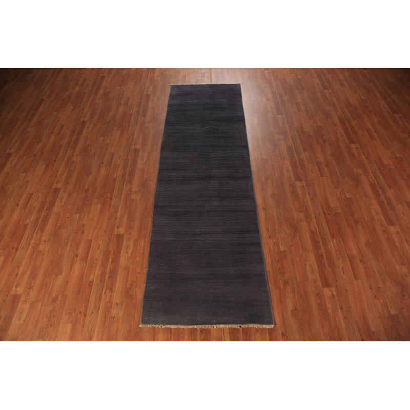 Modern Gray Gabbeh Runner Rug 3x10