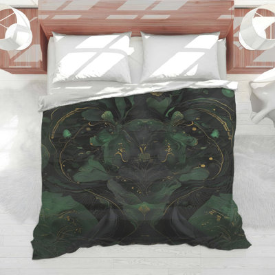 Édredon Intricate Green Gold Motif