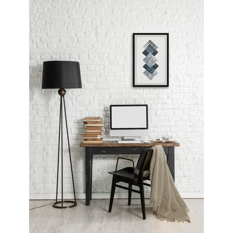 Stacked Gray Diamonds by Marmont Hill - Single Picture Frame Painting, 30 cm H x 20 cm W x 3.81cm D, Black Framed, Grey/White