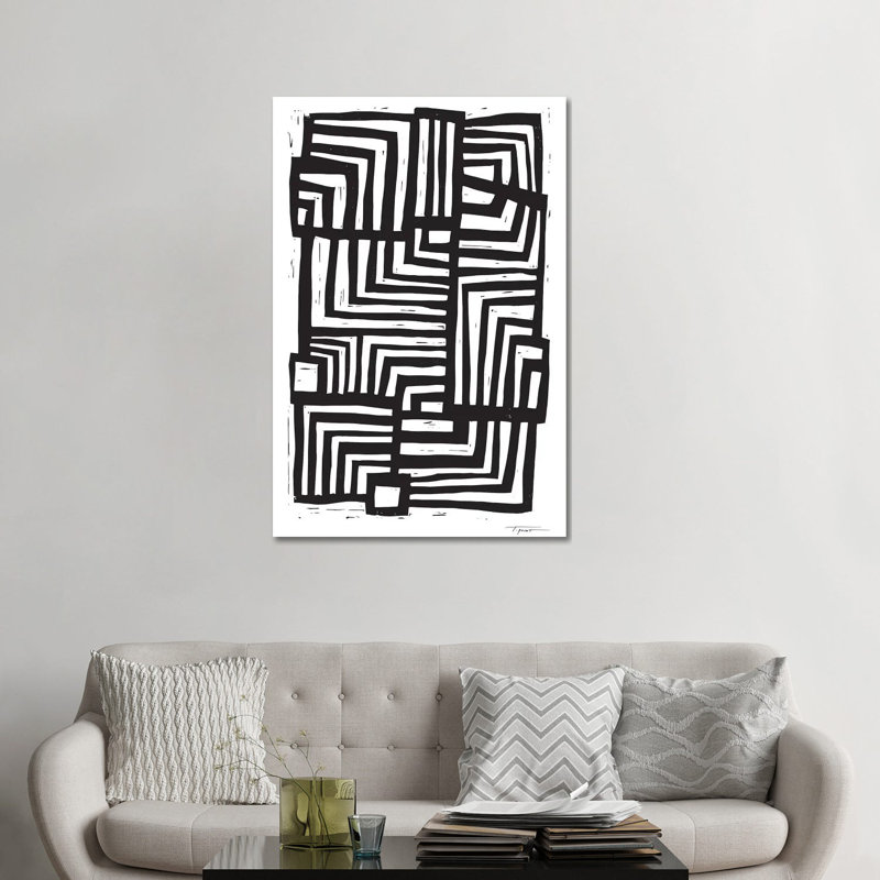 Déplacement de lignes - Impression d'art graphique, 48" H x 32" W x 1.5" D, Pas de tapis, Toile tendue