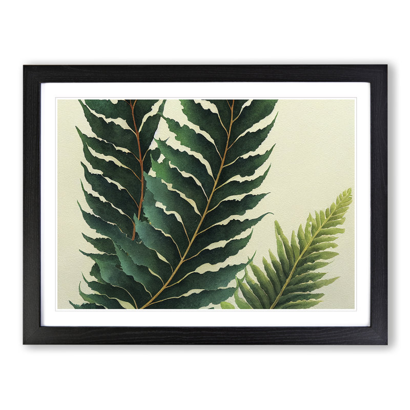 Fern Leaf Vol.1 - Single Picture Frame Painting, Black, 25cm H x 34cm W x 2cm D
