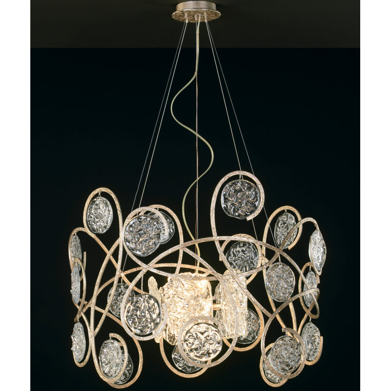 Lustre à plusieurs niveaux 11 lumières unique Celeste, Givrage argenté