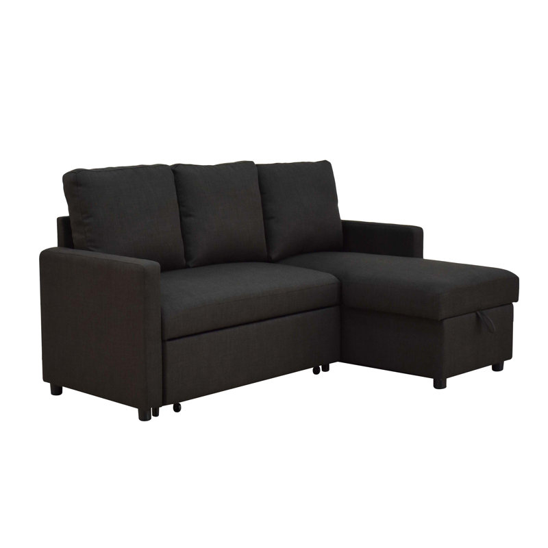 Canapé modulaire en forme de L avec dormeur en laine et gris anthracite Kevon