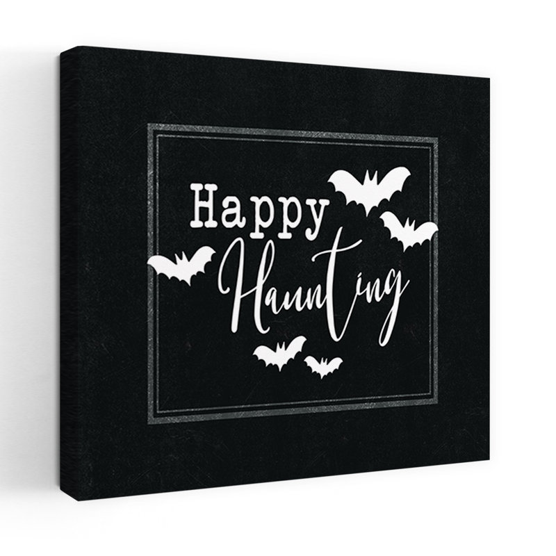 Happy Haunting I, art contemporain de chauve-souris, H 24 po x l 24 po