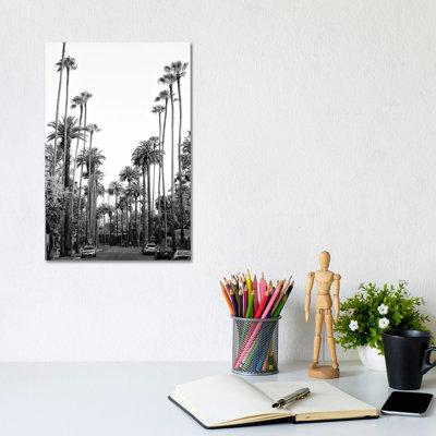 Black California Series - Los Angeles Palm Trees - Wrapped Canvas Print