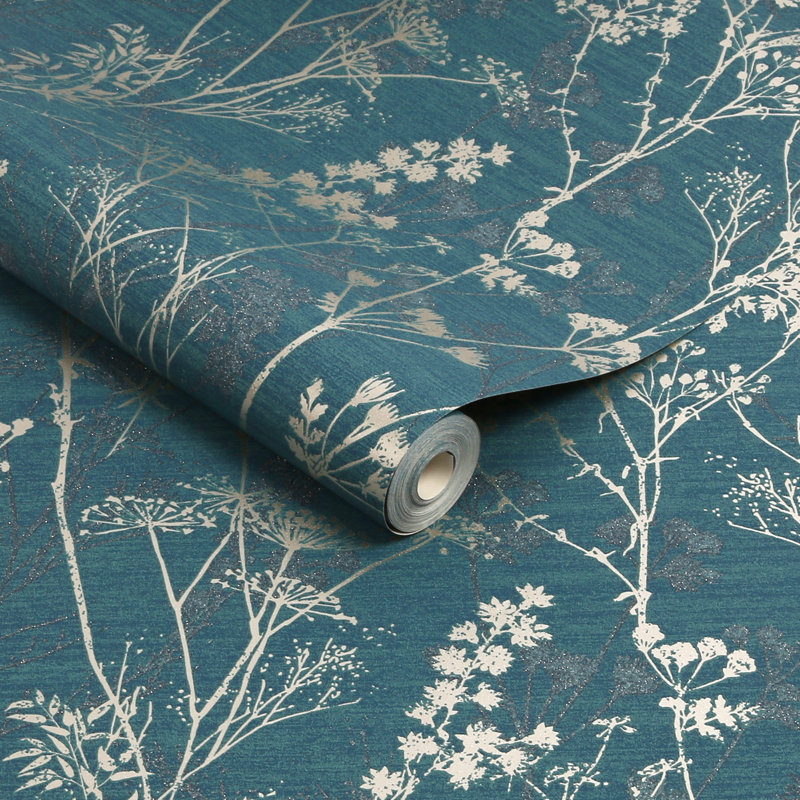 Rouleau de papier peint texturé Hedgerow, Bleu sarcelle