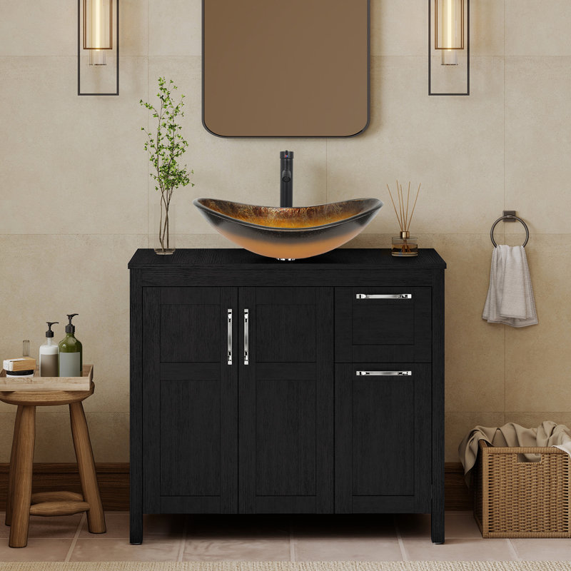 Ensemble de meuble-lavabo simple 36 po avec lavabo 36 po, Noir
