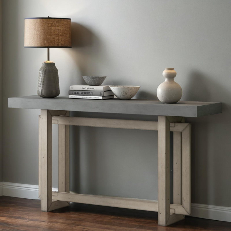 Console 59 "en bois massif, Gris, Gris